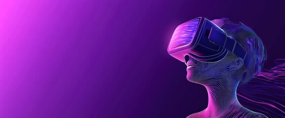 Canvas Print - A digital representation of a person wearing a VR headset, immersed in virtual reality.