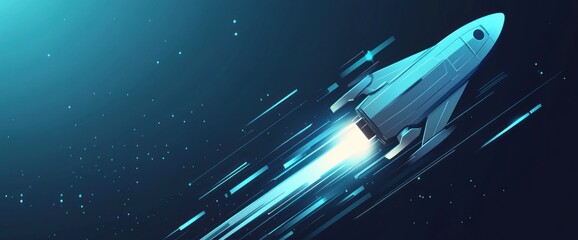 Wall Mural - a sleek rocket soaring through space, depicting speed and exploration.