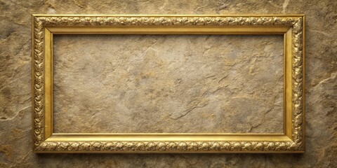 Wall Mural - Gold frame border on textured stone background