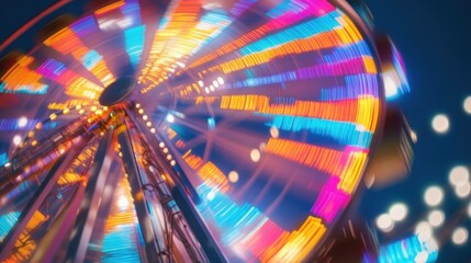 Canvas Print - Ferris Wheel Lights Blurred in Motion