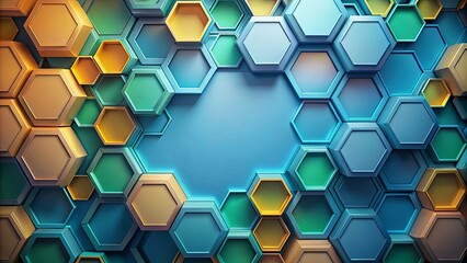 Wall Mural - Abstract geometric molecular background with hexagonal shapes