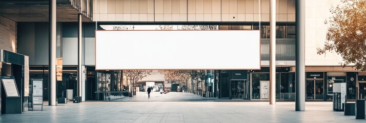 Sticker - A modern urban space featuring an empty advertising billboard and a pathway.