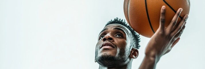 Wall Mural - A focused athlete preparing to shoot a basketball.