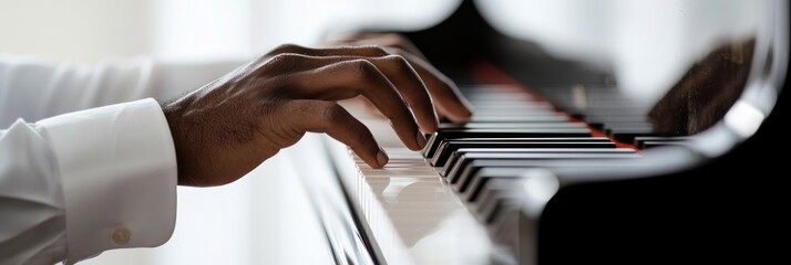 Canvas Print - A close-up of hands playing piano keys, showcasing musical expression and artistry.