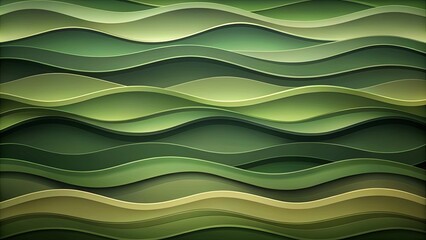 Wall Mural - of modern waves in dark green and olive drab colors