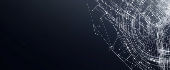 Poster - Abstract digital design featuring lines and nodes against a dark background.