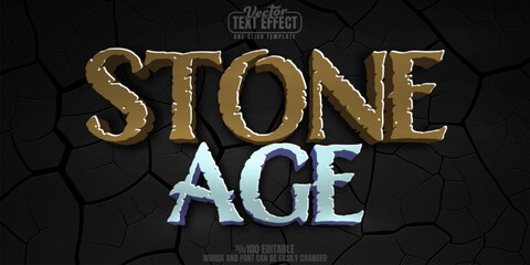 Stone editable text effect, customizable age and prehistoric 3d font style