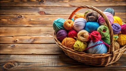 Poster - Craft basket filled with colorful yarn and craft supplies, crafting, DIY, knitting, crochet, handmade, basket