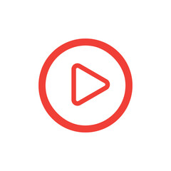 Aufkleber - red play button icon in circle on white background. vector illustration.