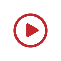 Aufkleber - red play button icon in circle on white background. . vector illustration.