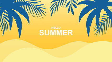 Wall Mural - Tropical leaves background. Summer holiday banner. Vector illustration