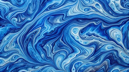 Wall Mural - Sapphire blue marbled texture background with intricate swirling patterns