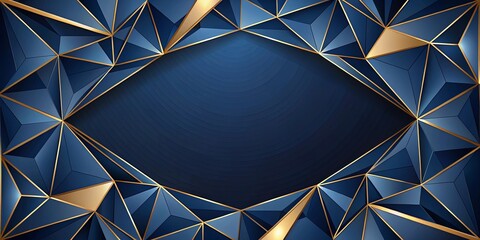 Wall Mural - Luxurious Abstract Polygonal Pattern in Dark Blue and Gold Classic Design