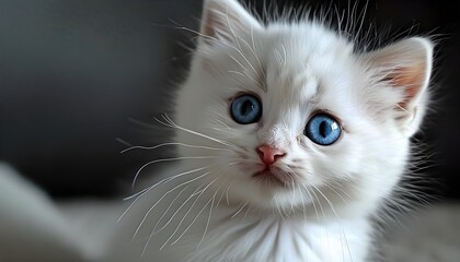 Charming White Kitten with Striking Blue Eyes