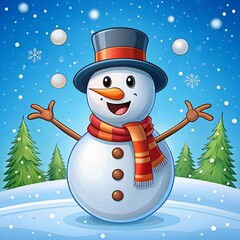 Sticker - snowman with christmas tree