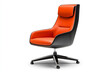 © Rongh Studio - dark orange and black color combination high back leather office chair with armrests