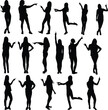 © Budypiasa - Set of woman pointing pose silhouette illustration