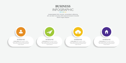 business infographic design template with icons option and step process for presentation