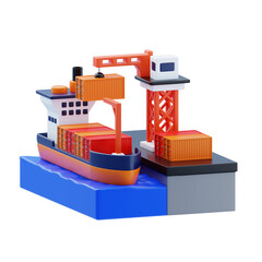 Poster - 3D Improving Port Operations. 3D Icon