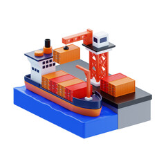 Poster - 3D Improving Port Operations. 3D Icon