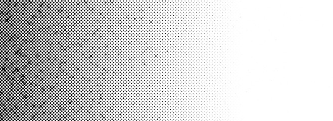 Poster - Grunge halftone gradient background. Fading grit noise texture. Black sand particle wallpaper. Retro pop art pixel backdrop. Anime or manga comic overlay. Vector dots and speckles vanishing print