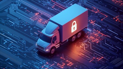 Wall Mural - Secure data transfer in logistics networks using innovative digital transport security solutions featuring encryption technologies