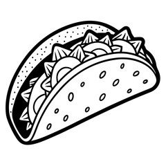 Wall Mural - Taco line art vector illustration 