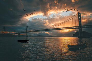 golden gate bridge at sunset