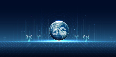 Aufkleber - 5g network wireless systems and internet technology concept. smart city communication network. 5g wi