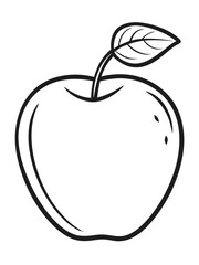 Wall Mural - Apple with a leaf line art vector 