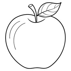 Wall Mural - Apple with a leaf line art vector 