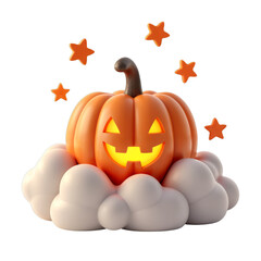 Composition with spooky pumkin cloud for halloween month decoration on transparent background