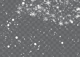 Wall Mural - Christmas snow. Falling snowflakes on a dark background. Snowfall. Vector illustration.