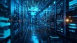 © Juan - Futuristic server room with glowing blue data and technology systems