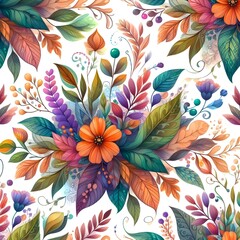 Wall Mural - Colorful flowers pattern design