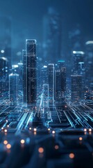 Poster - AI cities, digital networks, seamless integration, futuristic infrastructure