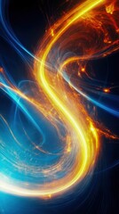 Aufkleber - An abstract swirl of vibrant blue and orange light, creating a captivating energy flow against a dark background.