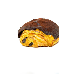 A pain au chocolat in an isolated white background