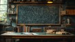 © Tatiana Vagizova - Vintage Classroom with Chalkboard and Books Generative AI