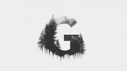 Wall Mural - Forest Letter G - Minimalist Typography