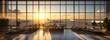 © Mr image - 29. **A bustling airport terminal with modern amenities, large windows, and a view of the runway. The background includes departing and arriving flights.