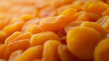 41. close-up view of a rotating pile of dried apricots, capturing their vibrant orange color and nat