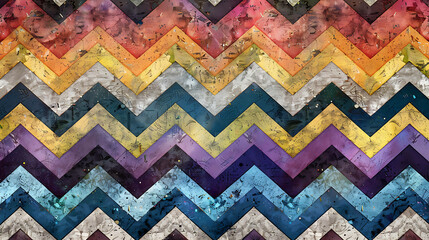 Poster - Abstract chevron pattern in muted tones.