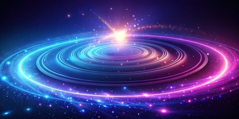 Wall Mural - Abstract neon background with a glowing spiral and starfield , neon, abstract, background, glowing, spiral, starfield, cosmic