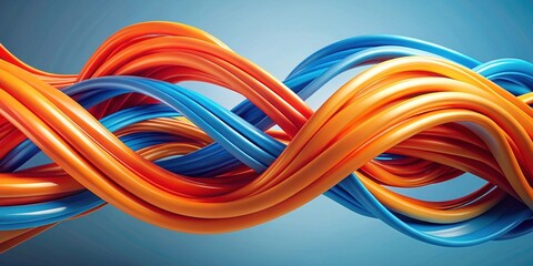 Wall Mural - Abstract intertwined curved shapes in vibrant orange and blue , abstract, intertwined, curved, shapes, vibrant, orange, blue