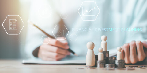 Aufkleber - concept of finance and investment ,profit growth ,financial graphical and statistical analysis ,Stock and currency fund ,bank interest ,high return investment ,financial risk management planning