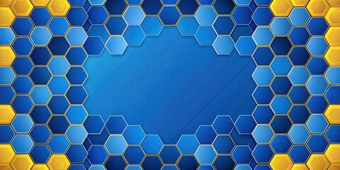 Wall Mural - Blue and yellow hexagon abstract background pattern, geometric, shapes, colorful, design, vibrant, texture, backdrop