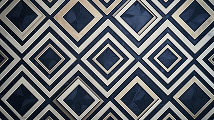 Wall Mural - Geometric pattern of  navy blue and white squares