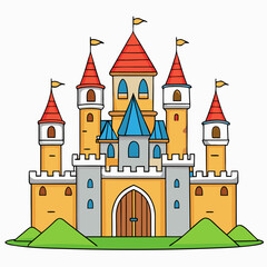 Canvas Print - vector illustration of medieval castle