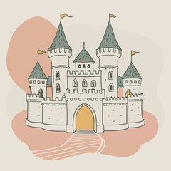 Canvas Print - vector illustration of medieval castle